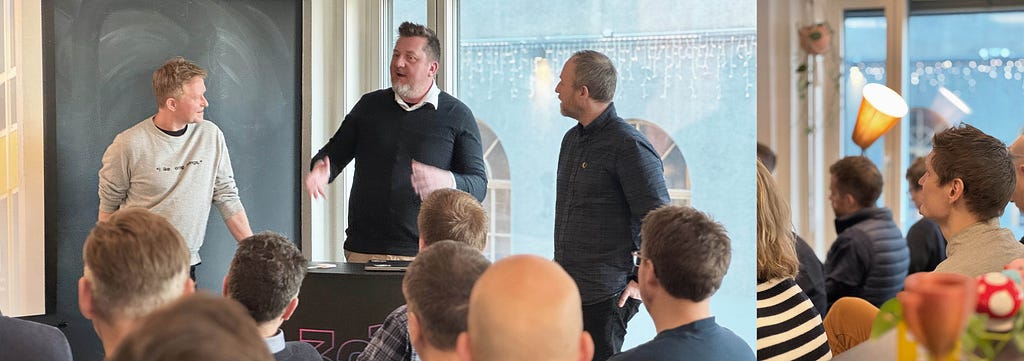 Per Brønn fra Norsk Tipping, Lars Erik Thorsplass fra Mattilsynet og vår egen Ole Hjalmar Herje diskuterer arkitekturprosesser